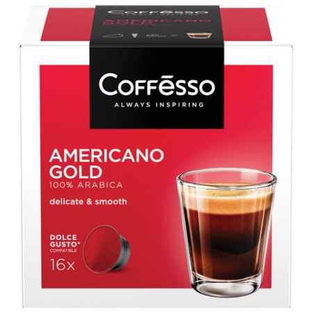 Кофе в капсулах COFFESSO "Americano Gold" для кофемашин Dolce Gusto, 16 порций, 102152