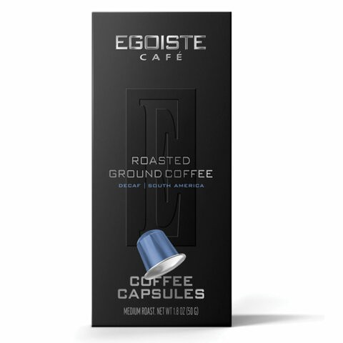 Кофе в капсулах EGOISTE "DECAF" для кофемашин Nespresso, 10 порций, арабика 100%, ФРАНЦИЯ, EG05012004
