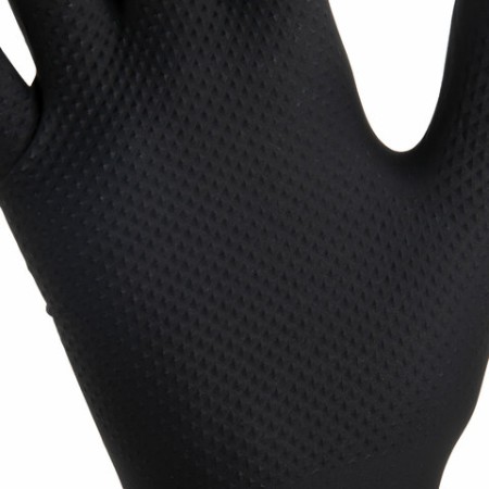 Перчатки нитриловые сверхпрочные с текстурой SFM MEGA TEX BLACK, Германия, 25 пар (50 шт.), размер S (малый)