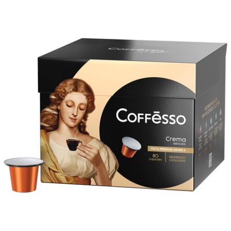Кофе в капсулах 80 порций для Nespresso, COFFESSO "Crema Delicato", арабика 100%, 101737