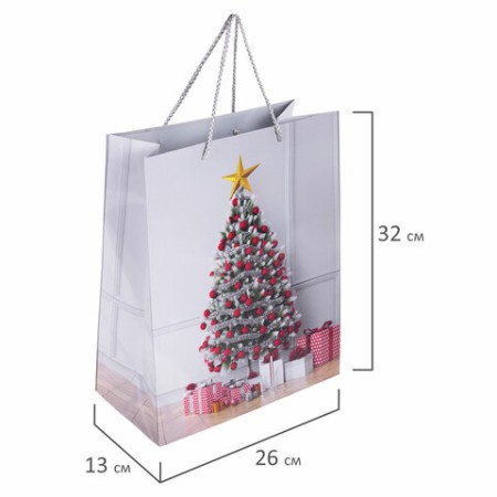 Пакет подарочный (1 штука) новогодний 26x13x32 см, "Collection Large", ассорти, ЗОЛОТАЯ СКАЗКА, 591953