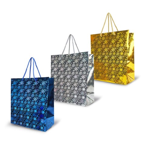 Пакет подарочный новогодний (1 шт.) 41x19x49 см (XXL), ГОЛОГРАФИЯ, ассорти 3 цвета, ЗОЛОТАЯ СКАЗКА, 609613