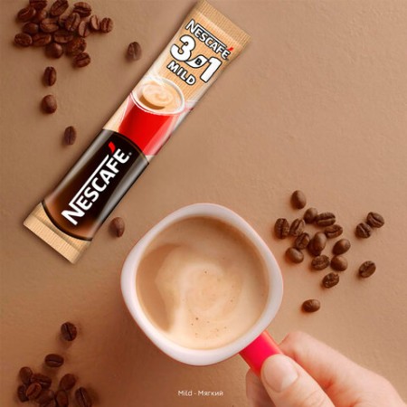 Кофе растворимый порционный NESCAFE "3 в 1 Мягкий", КОМПЛЕКТ 20 пакетиков по 14,5 г, 12460876